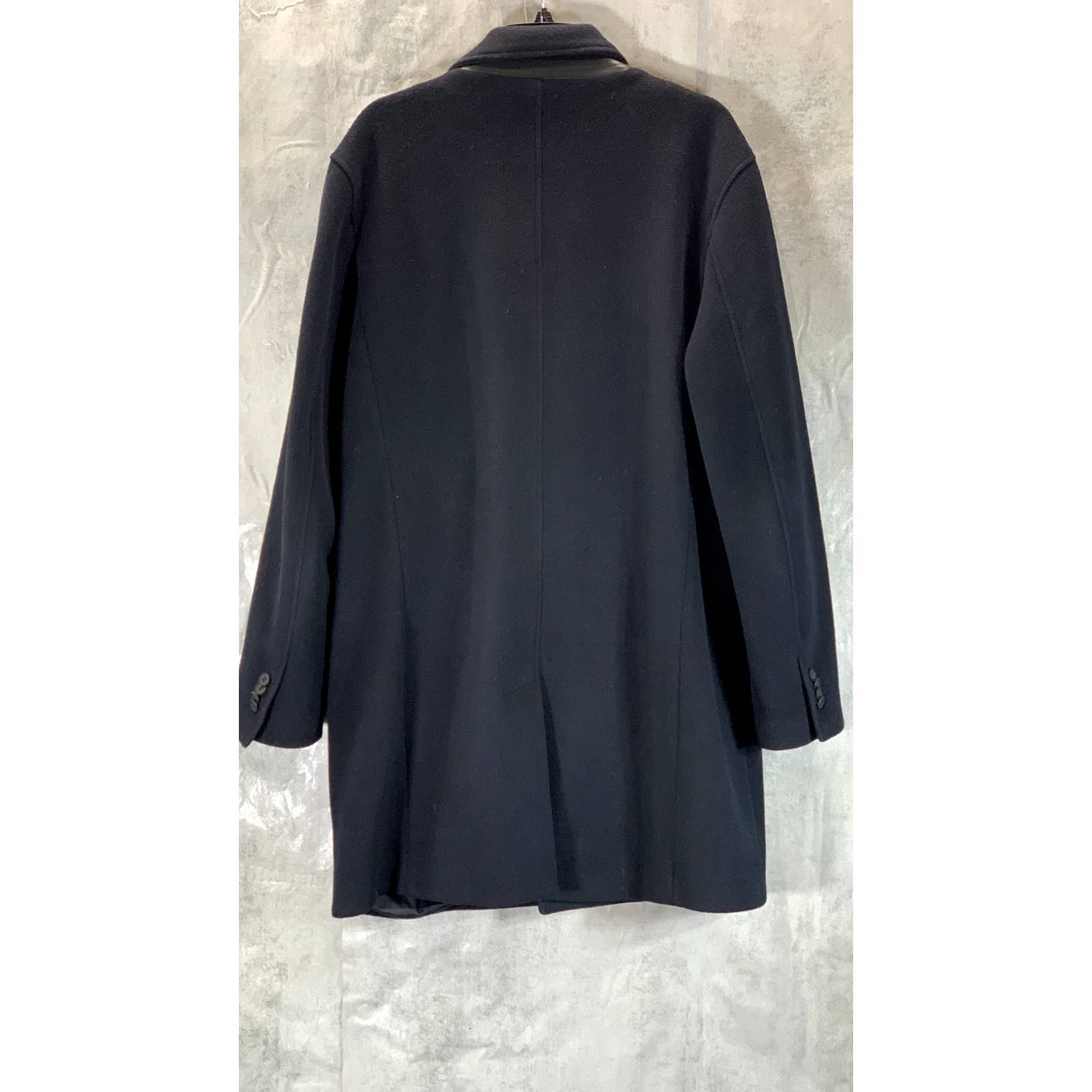 COLE HAAN Grand.OS Men's Black Stretch Wool Three-Button Top Coat SZ L