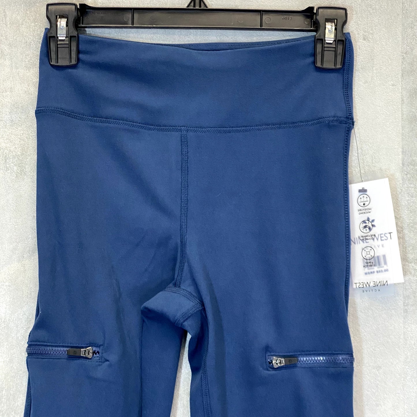 NINE WEST Women's Insignia Blue Side Zip Stretch Active Pull-On Crop Leggings SZ S