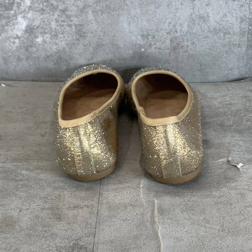 STYLE & CO Women's Gold Angelynn Rhinestone Embellished Slip-On Flats SZ 7.5