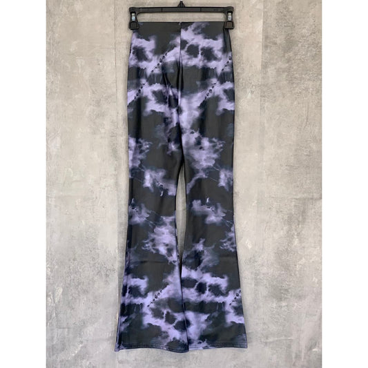 TOPSHOP Petite Black/Purple Tie-Dye Wide Leg Pull-on Pants SZ 2