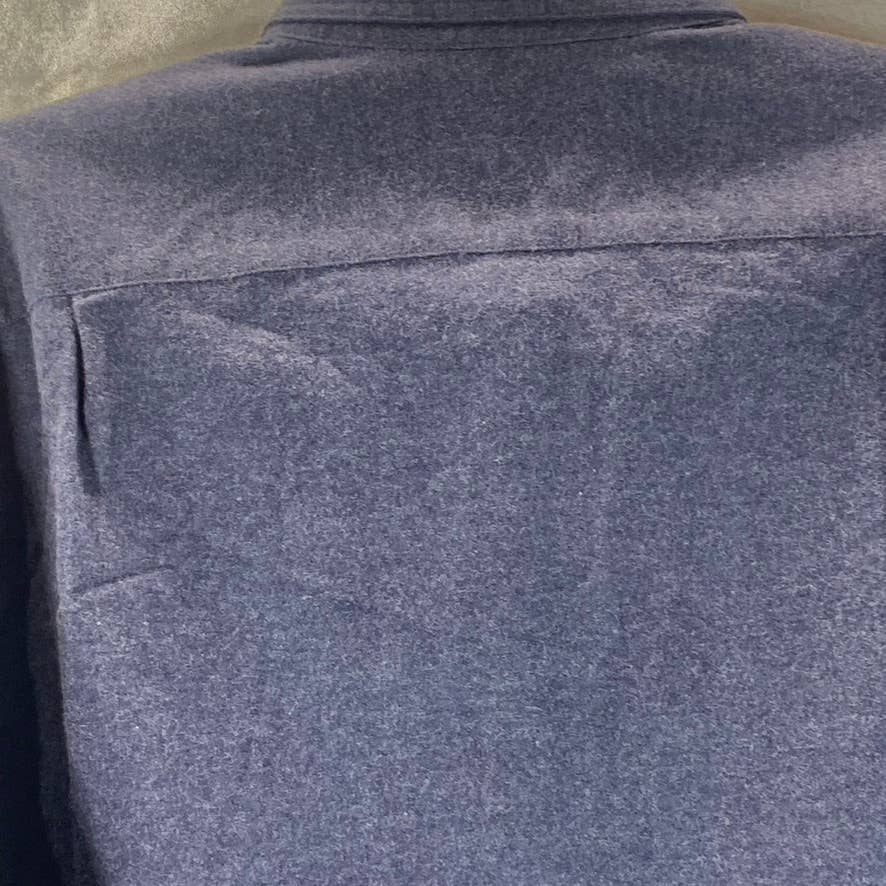 J.CREW Men's Navy Heathered Classic-Fit Elbow Patch Button-Up Workshirt SZ M