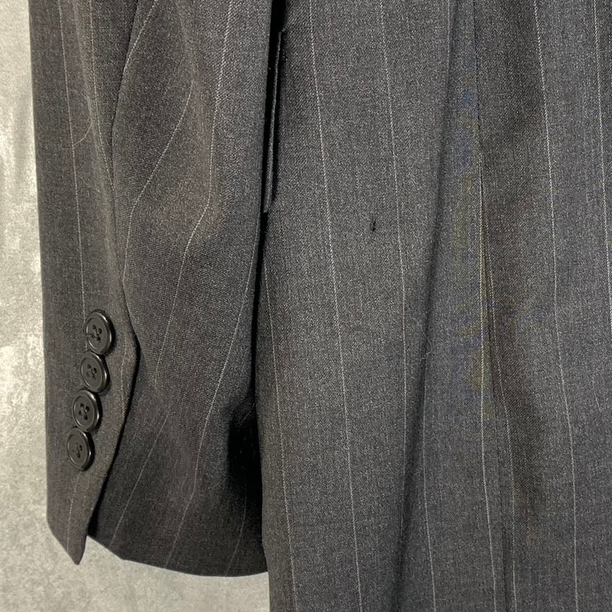 HART SCHAFFNER MARX Men's Gray Pinstripe Single Breasted Wool Long Blazer SZ 44L