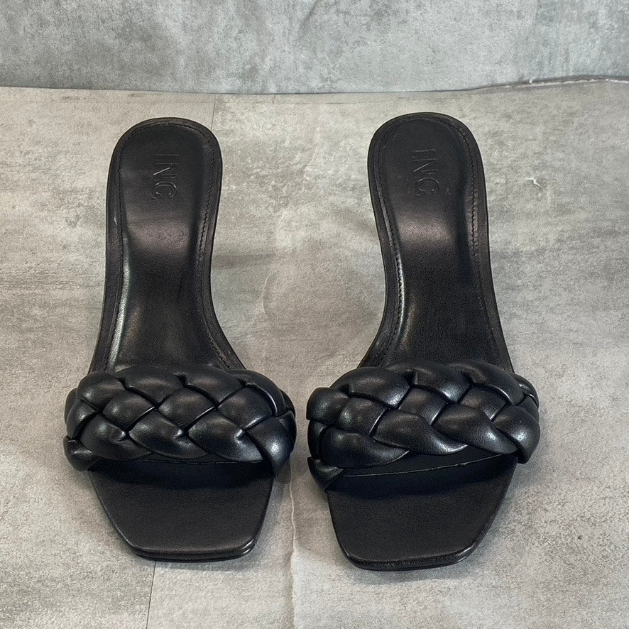 INC INTERNATIONAL CONCEPTS Women's Black Smooth Parker Woven Slide Sandals SZ 8