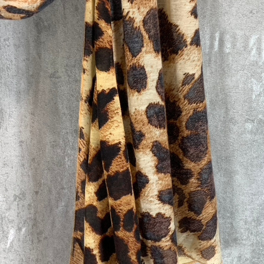 JENNI Women's Taupe Chetah-Print On Repeat Jersey Wrap Scarf SZ OS