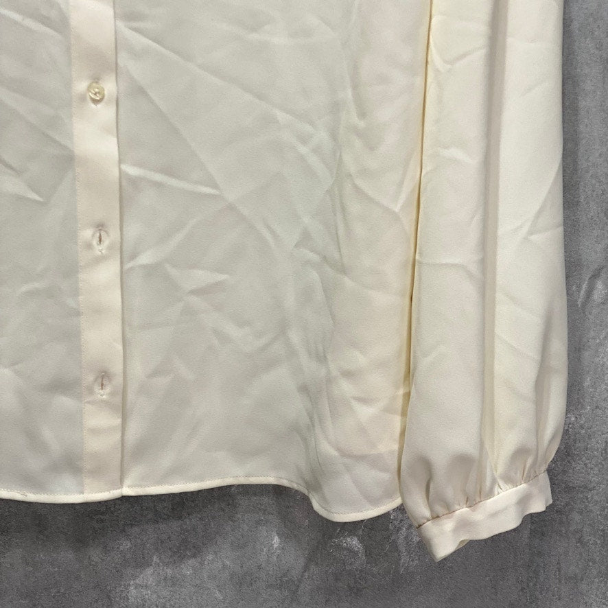 ALFANI Plus Size Antique White Band Collar Blouson-Sleeve Button-Up Top SZ 2X