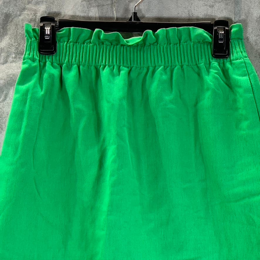 J.CREW Women's Green Smocked Waist Wool Blend Pull-On Pencil Mini Skirt SZ 0