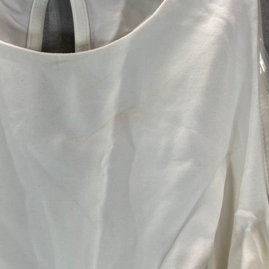 INC INTERNATIONAL CONCEPTS Women's White Cold-Shoulder Balloon-Sleeve Top SZ L