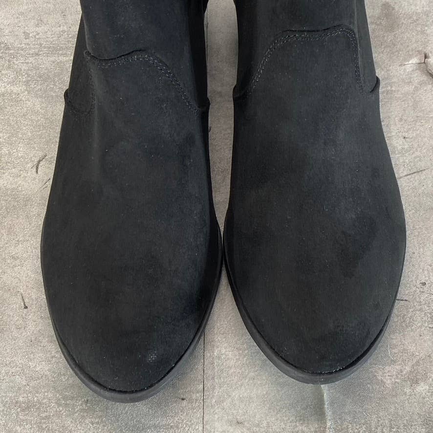 SUN+STONE Women's Black Micro Abby Double-Zip Round-Toe Block-Heel Booties SZ 10