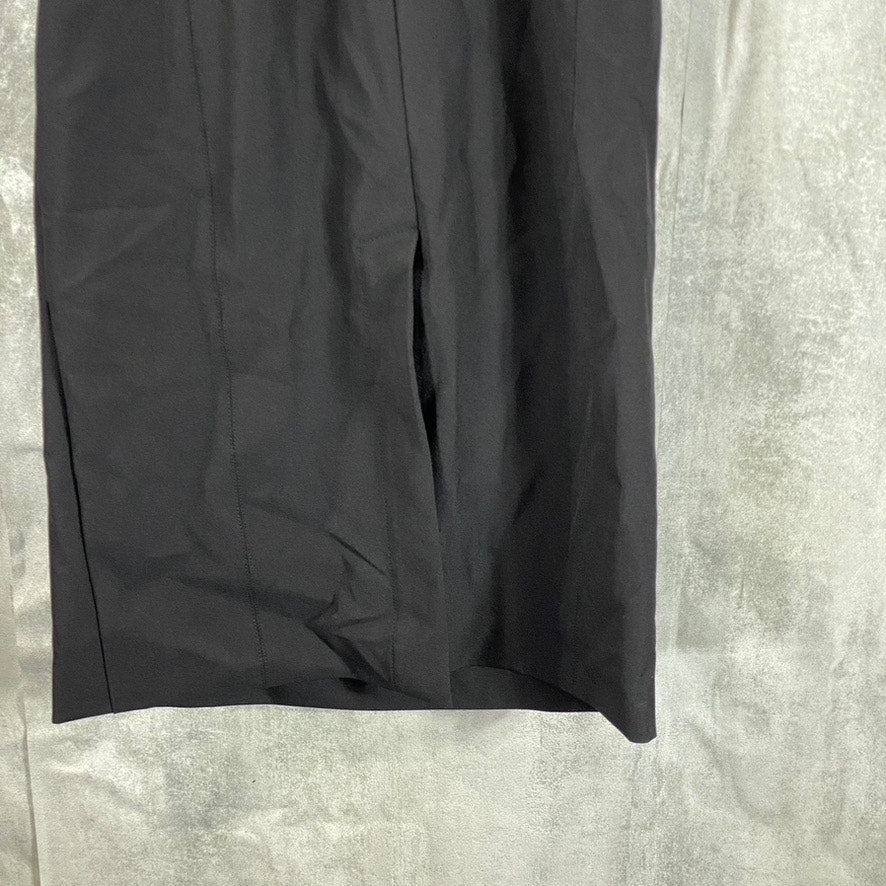 MARELLA Women's Black Iguana Stretch Gathered Front Round-Neck Midi Dress SZ 4