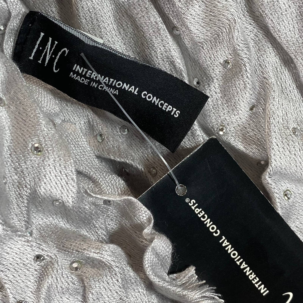 INC INTERNATIONAL CONCEPTS Women's Silver Gemstone Embellished Trim Wrap SZ OS