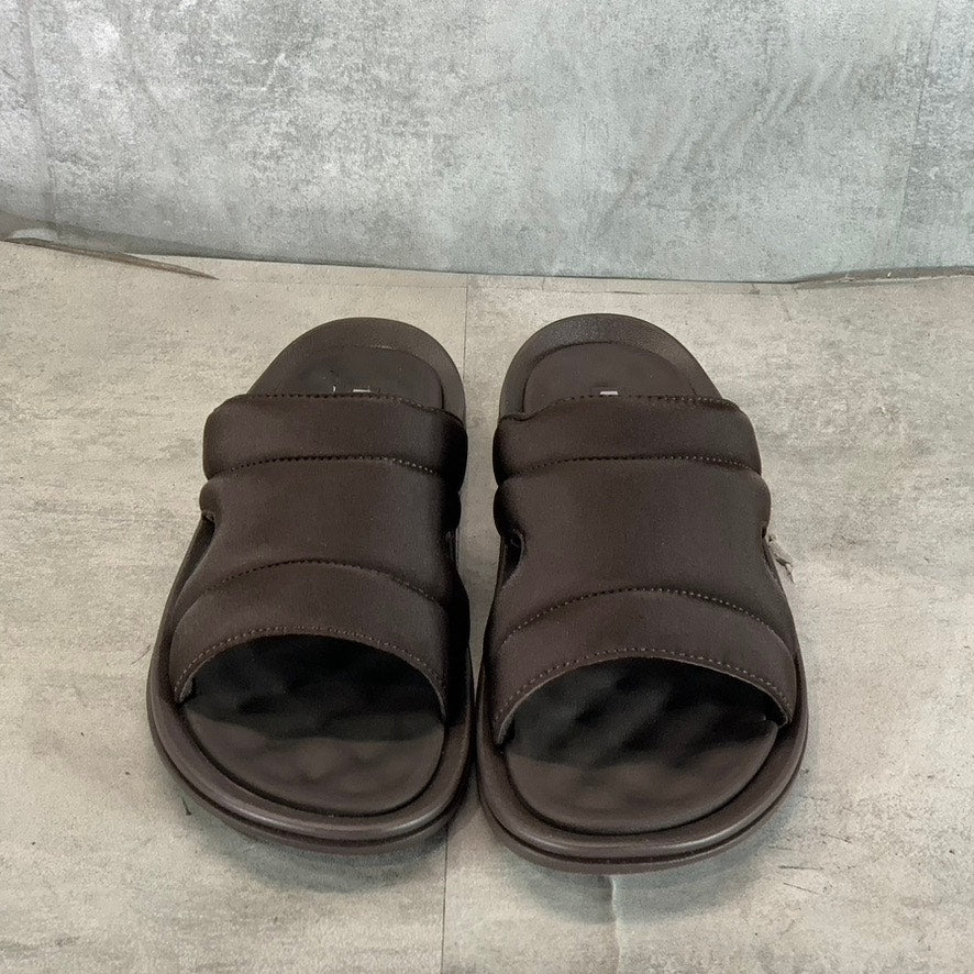 UNLISTED BY KENNETH COLE Men's Dark Brown Quinn Quilted Slide Sandals SZ 12/13