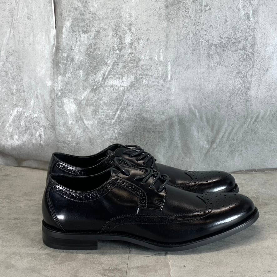 STACY ADAMS Men's Black Leather Garrison Wingtip Lace-Up Oxfords SZ 8