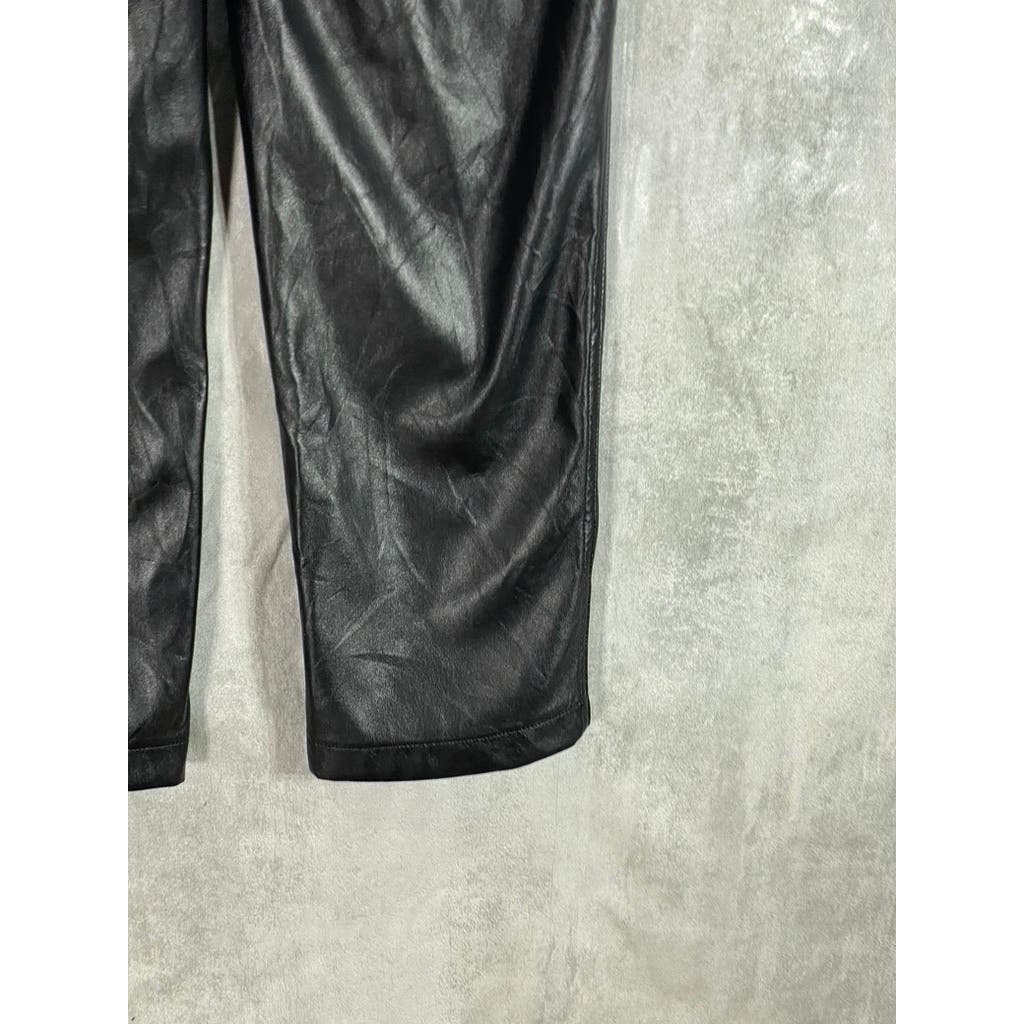 NICOLE MILLER Women's Black Faux-Leather Straight-Leg Pants SZ 2