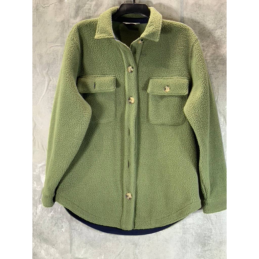 VINEYARD VINES Women's Four Leaf Clover Sherpa Button-Up Shirt Jacket SZ NA