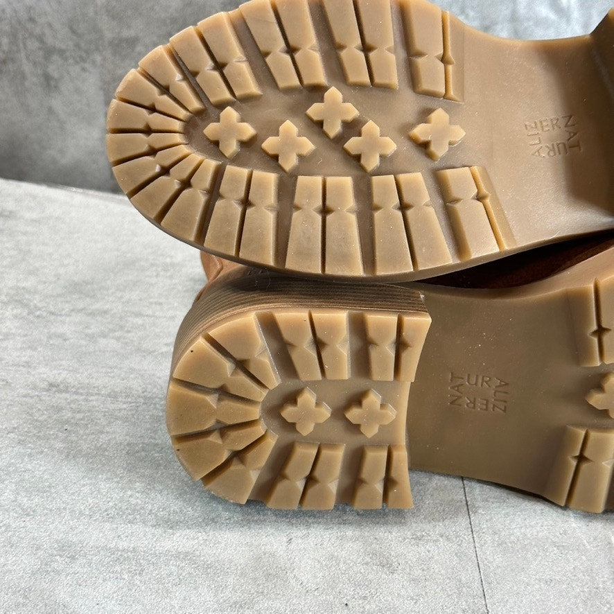 NATURALZIER Women's Tan Abbott Round-Toe Side-Zip Stacked Block-Heel Boots SZ 10