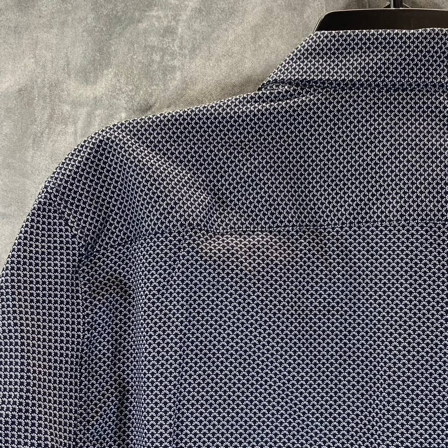 TED BAKER LONDON Men's Navy Printed Point-Collar Long-Sleeve Button-Up Shirt SZ4