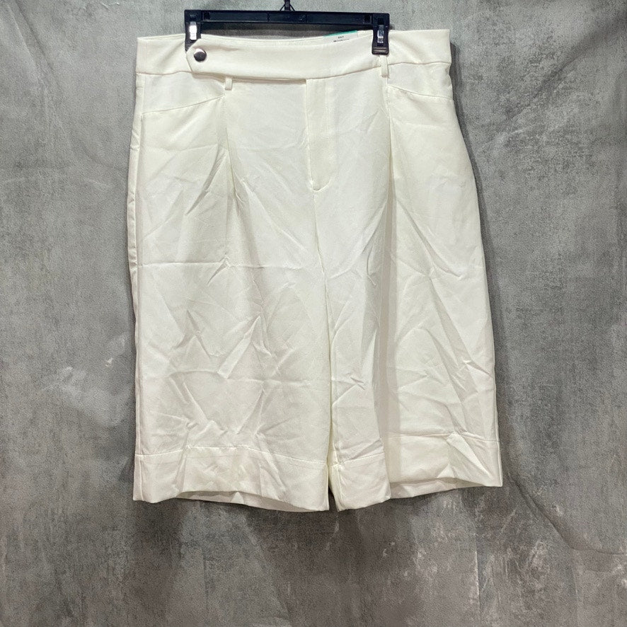 INC International Concepts White High-Rise Pleated Gaucho Pants SZ 16