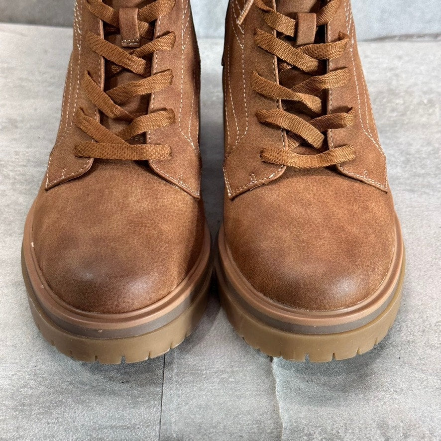 NATURALZIER Women's Tan Abbott Round-Toe Side-Zip Stacked Block-Heel Boots SZ 10