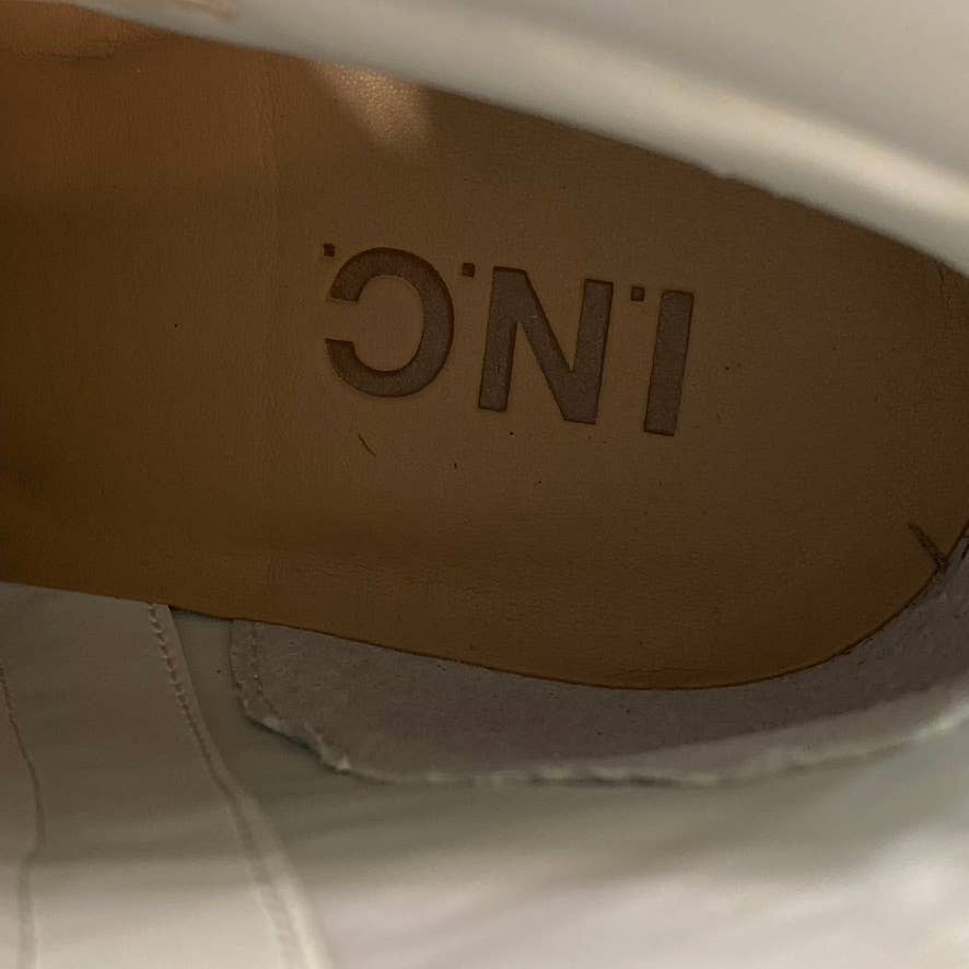 INC INTERNATIONAL Women's White Croc Dasha Square-Toe Block-Heel Boots SZ 9.5