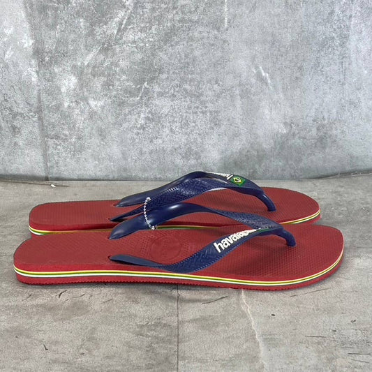 HAVAIANAS Men's Red/Blue Brazil Logo Flip-Flop Sandals SZ 11/12