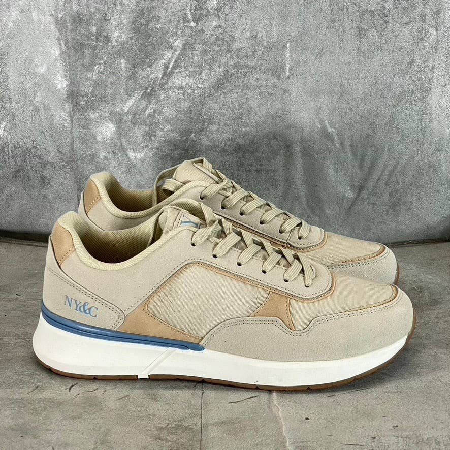 NEW YORK & COMPANY Men's Beige Harvey Low-Top Lace-Up Sneakers SZ 8.5