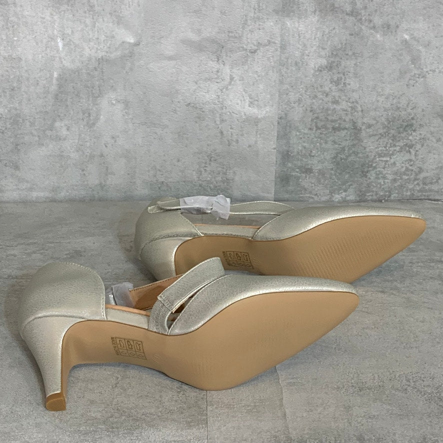 JOURNEE COLLECTION Silver Faux Leather Tillis Pointed-Toe Strap Pumps SZ 7.5