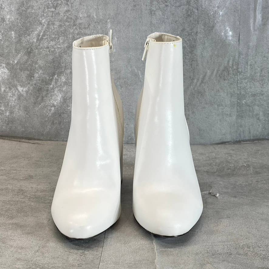 MADDEN GIRL Women's White Rivington Almond-Toe Block-Heel Ankle Boots SZ 7