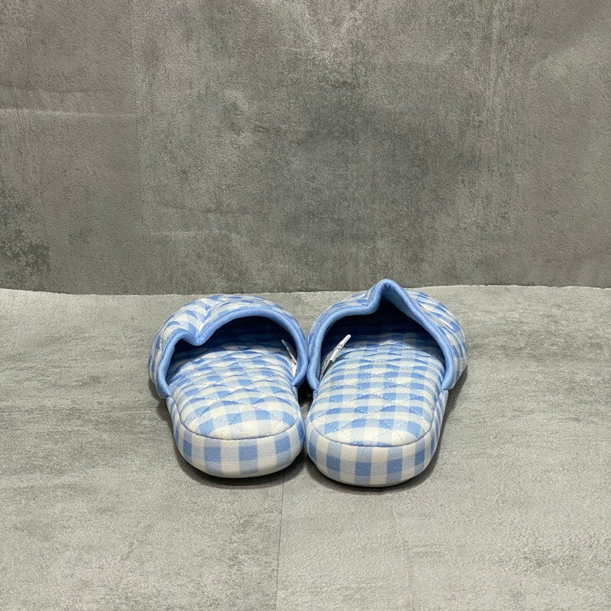 CHARTER CLUB Blue Quilted Gingham Clog Slippers SZ S (5-6)