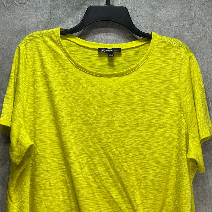 INC INTERNATIONAL CONCEPTS Plus Size Yellow Side-Ruched Short Sleeve Crewneck T-Shirt SZ 2X