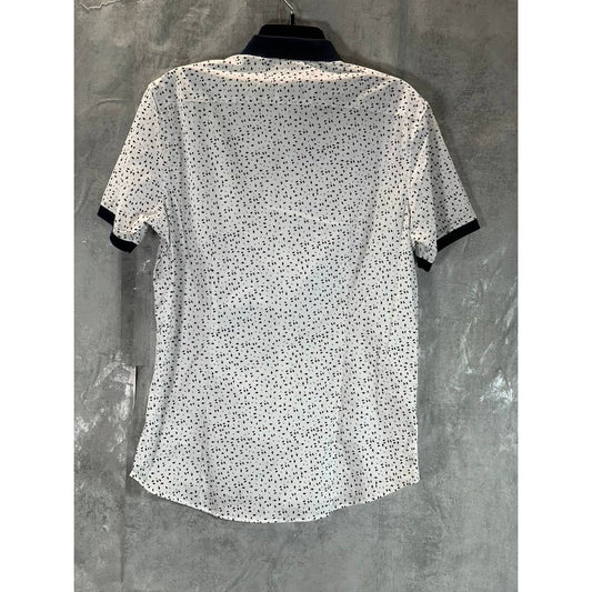 MICHAEL KORS Men's White Slim-Fit Button-Up Short Sleeve Shirt SZ S