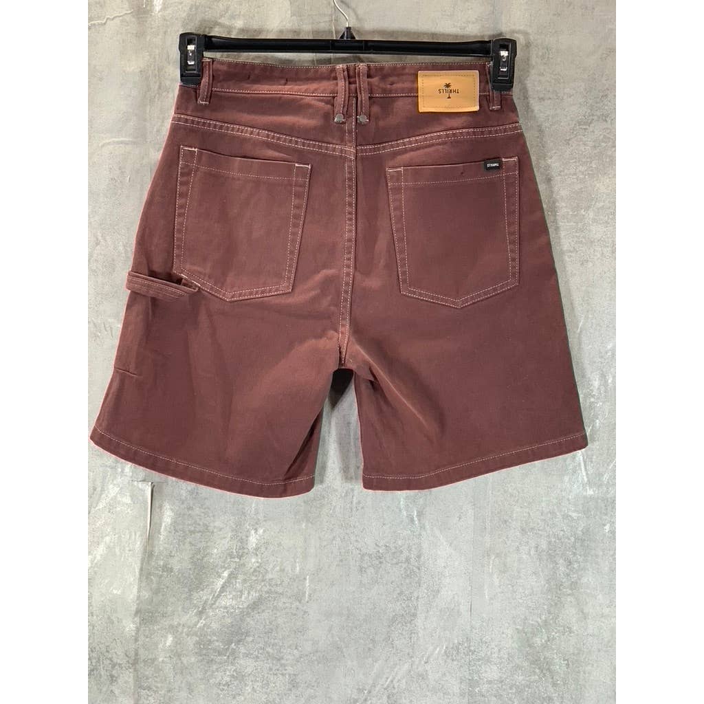 THRILLS Men's Maroon Slacker Mid-Rise Denim Bermuda Shorts SZ 30