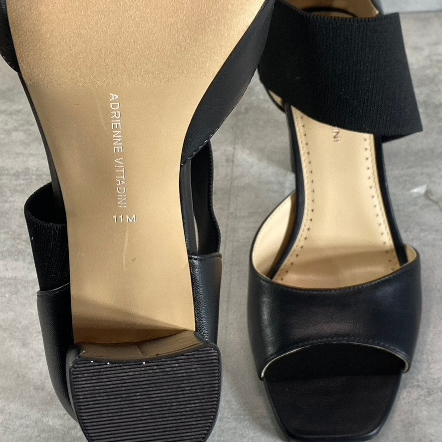 ADRIENNE VITTADINI Women's Black Greta Stretch Knit Slip-On Block-Heel Sandals