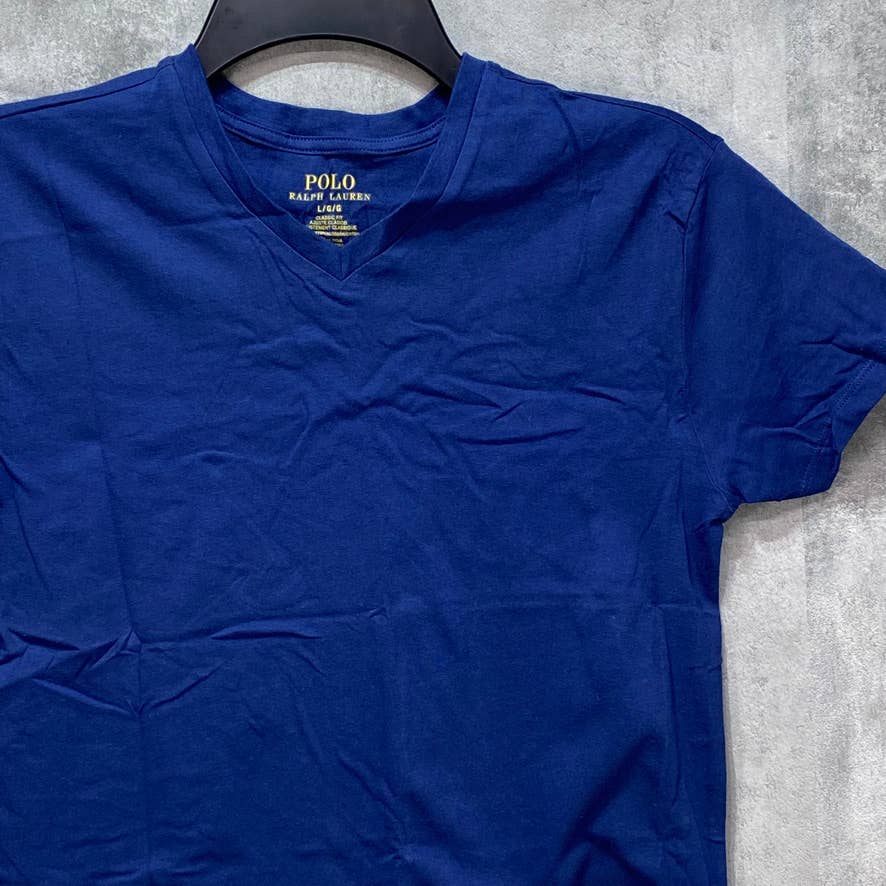 POLO RALPH LAUREN Boys Navy V-Neck Short Sleeve T-Shirt SZ L