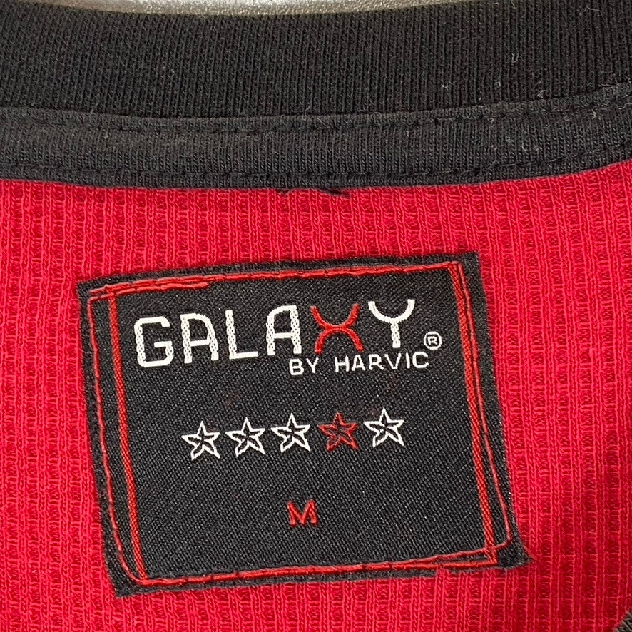 GALAXY BY HARVIC Men's Black/Red Two-Tone Crewneck Raglan Thermal T-Shirt SZ M