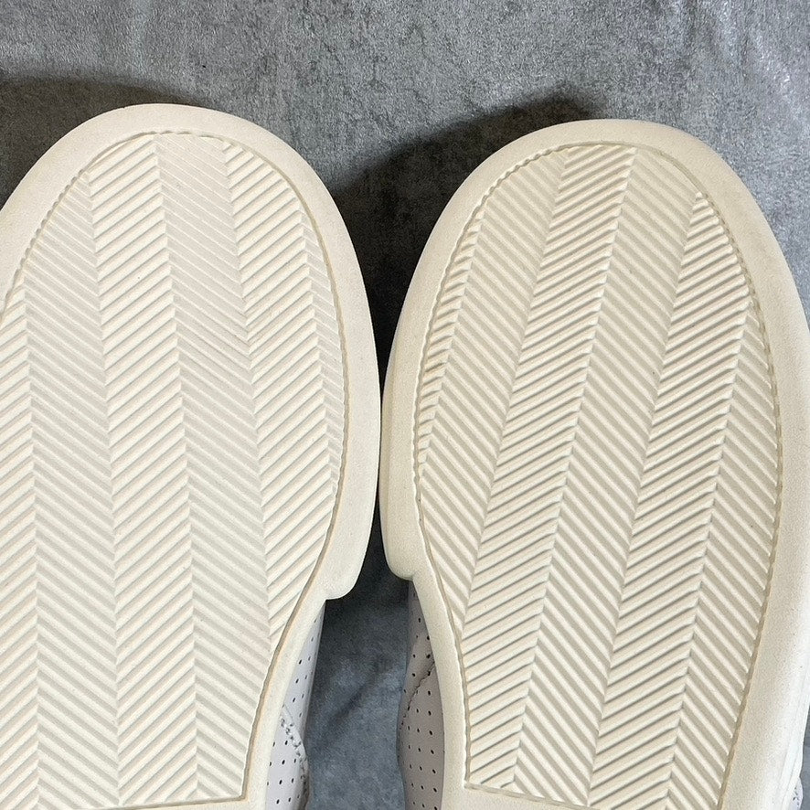 BELLA-VITA Women's Extra Wide White Leather Perforated Maribel Slip-On Sneakers