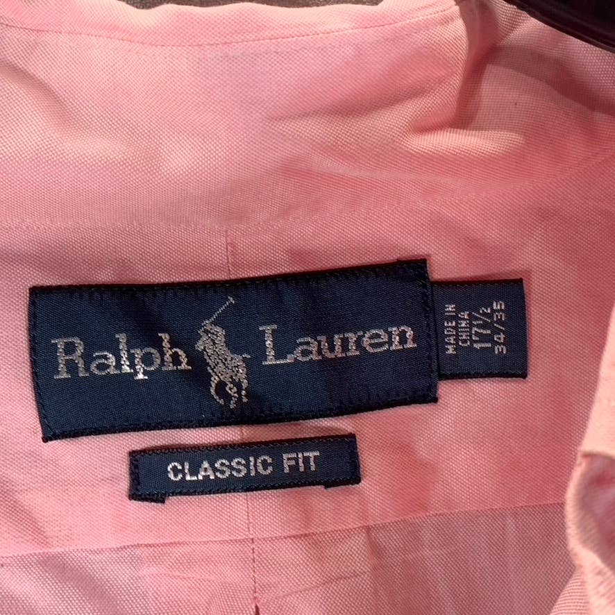 RALPH LAUREN Men's Classic-Fit Button-Up Long-Sleeve Dress Shirt SZ 17.5 34/35