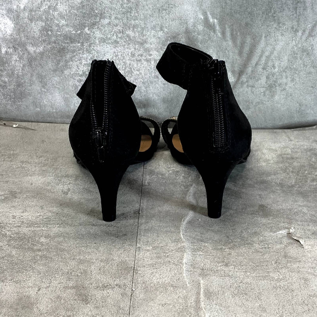 STYLE & CO Women's Black Rhinestone Phillyis Two-Piece Evening Sandals SZ 6