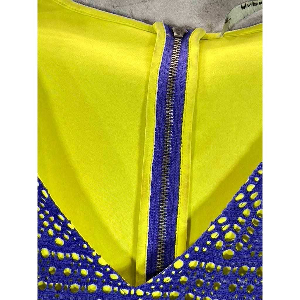 MARC NEW YORK ANDREW MARC Women's Dark Blue Lace V-Neck 3/4 Sleeve Dress SZ M