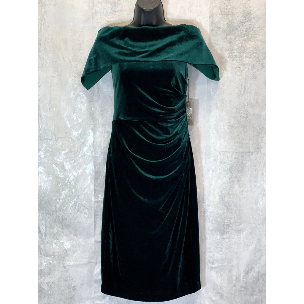 VINCE CAMUTO Women's Hunter Velvet Off-The-Shoulder Cocktail Sheath Knee-Length Dress SZ 4