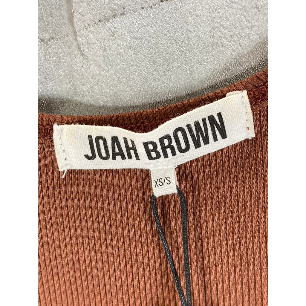 JOAH BROWN Women's Brown Ribbed Crewneck Tank Bodycon Maxi Dress SZ XS/S