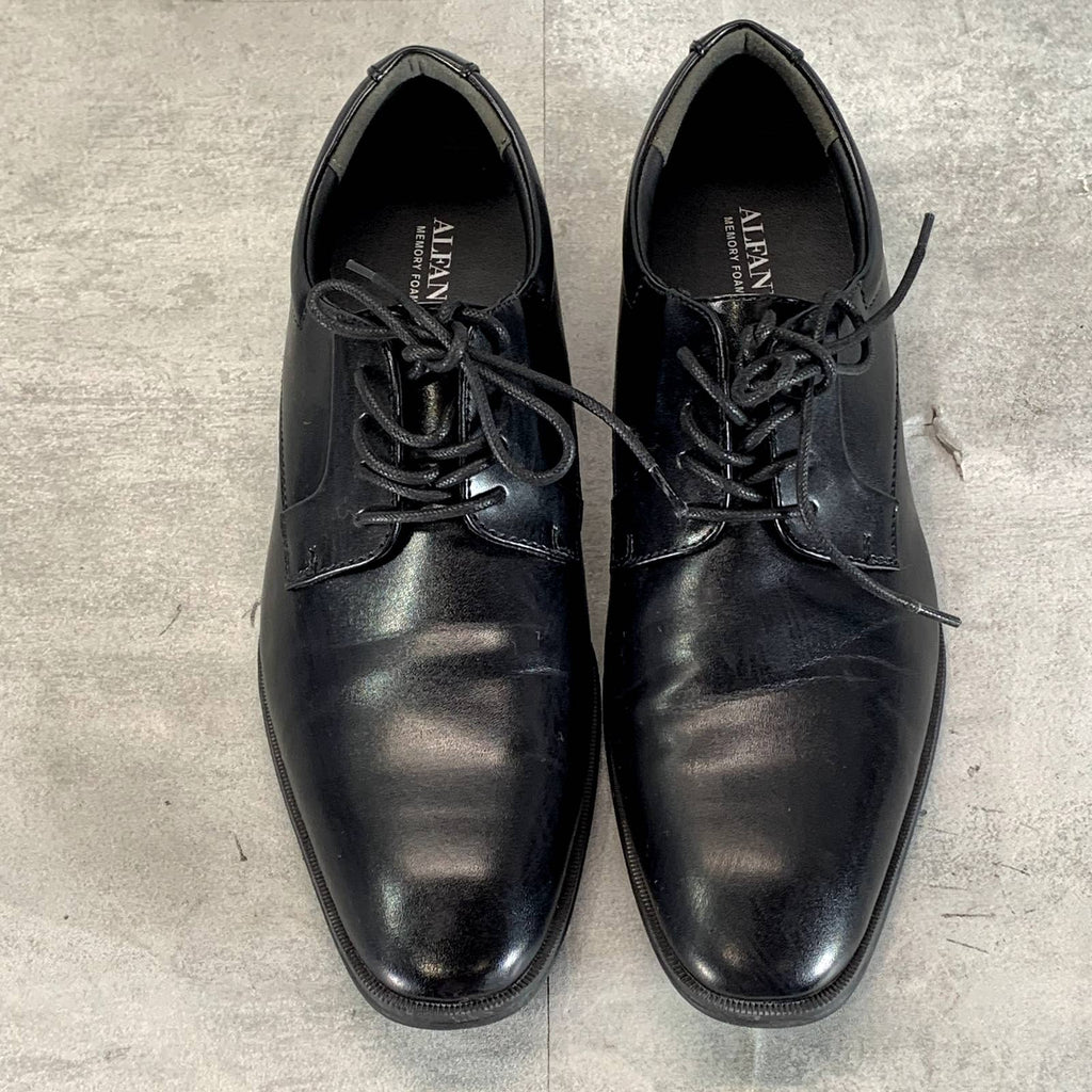 ALFANI Men's Black Faux-Leather Andrew Plain-Toe Lace-Up Derbys SZ 10.5