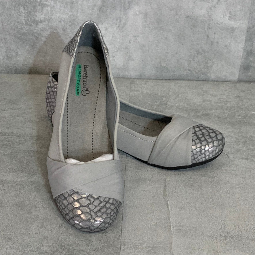 BARETRAPS Dark Silver Round-Toe Slip-On Memory Foam Misty Flats SZ 7