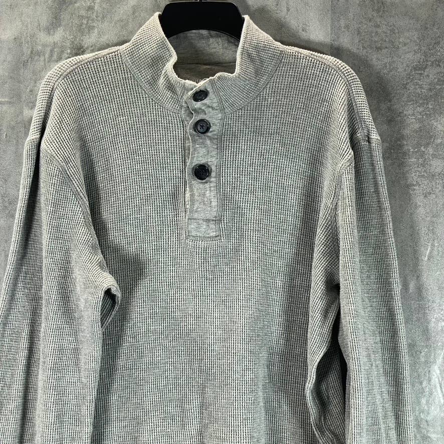 MICHAEL KORS Men's Grey Mock-Neck Three-Button Pullover Sweater SZ XL