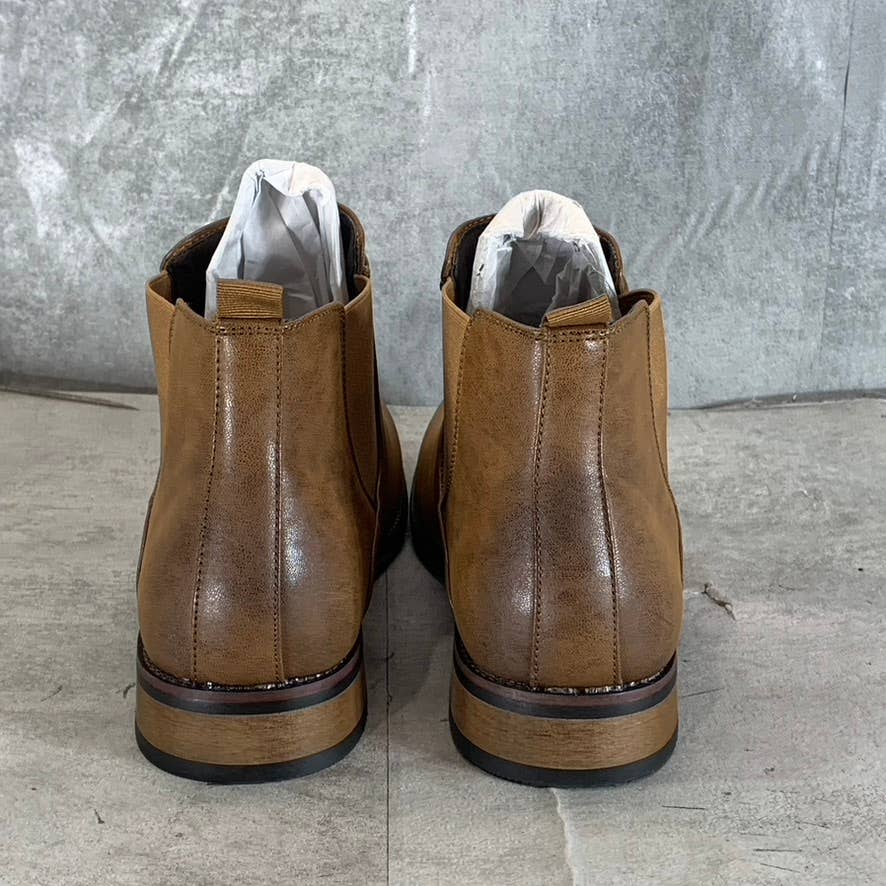 VANCE CO. Men's Chestnut Faux Leather Landon Pull-On Chelsea Dress Boots SZ 9.5