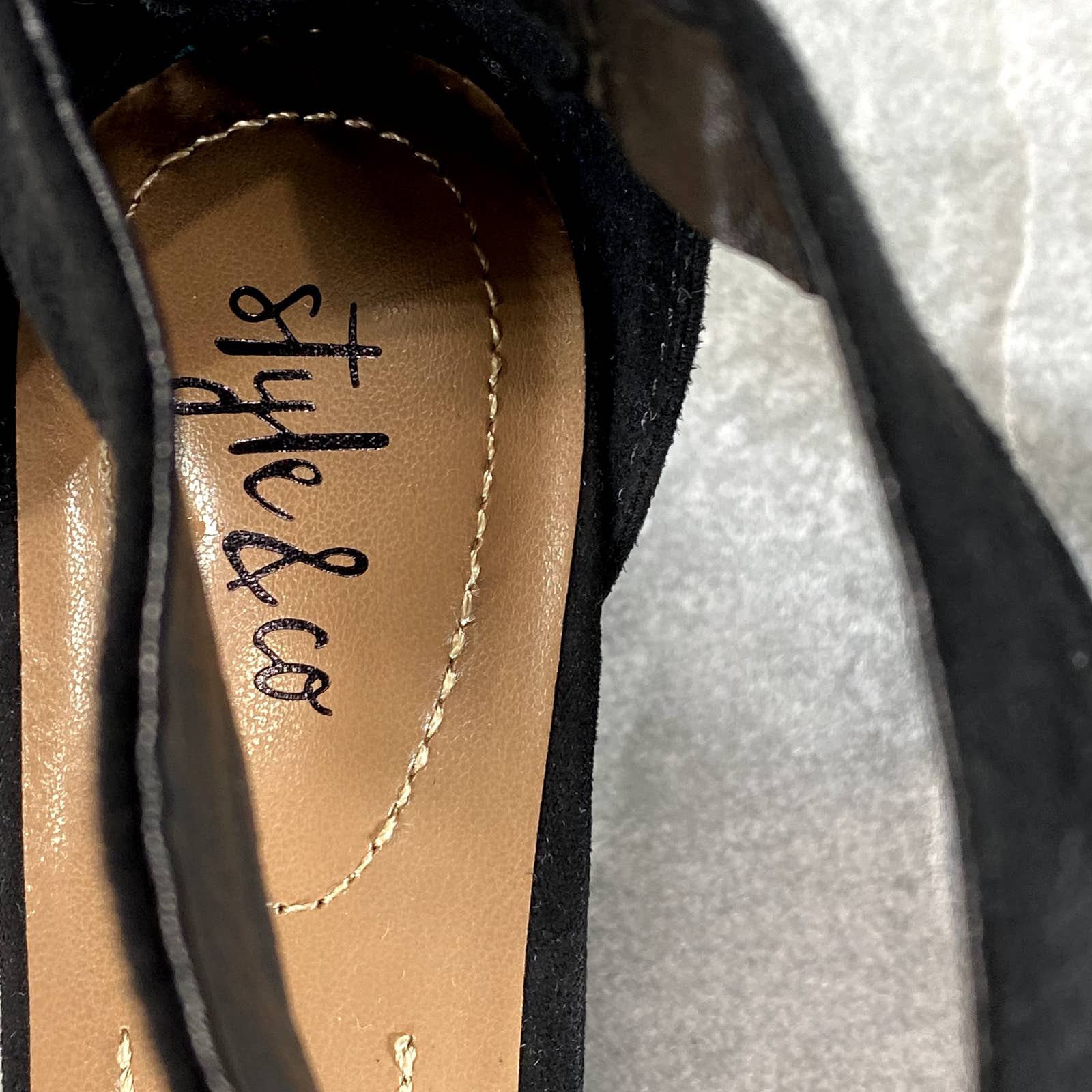 STYLE & CO Women's Black Rhinestone Phillyis Two-Piece Evening Sandals SZ 6