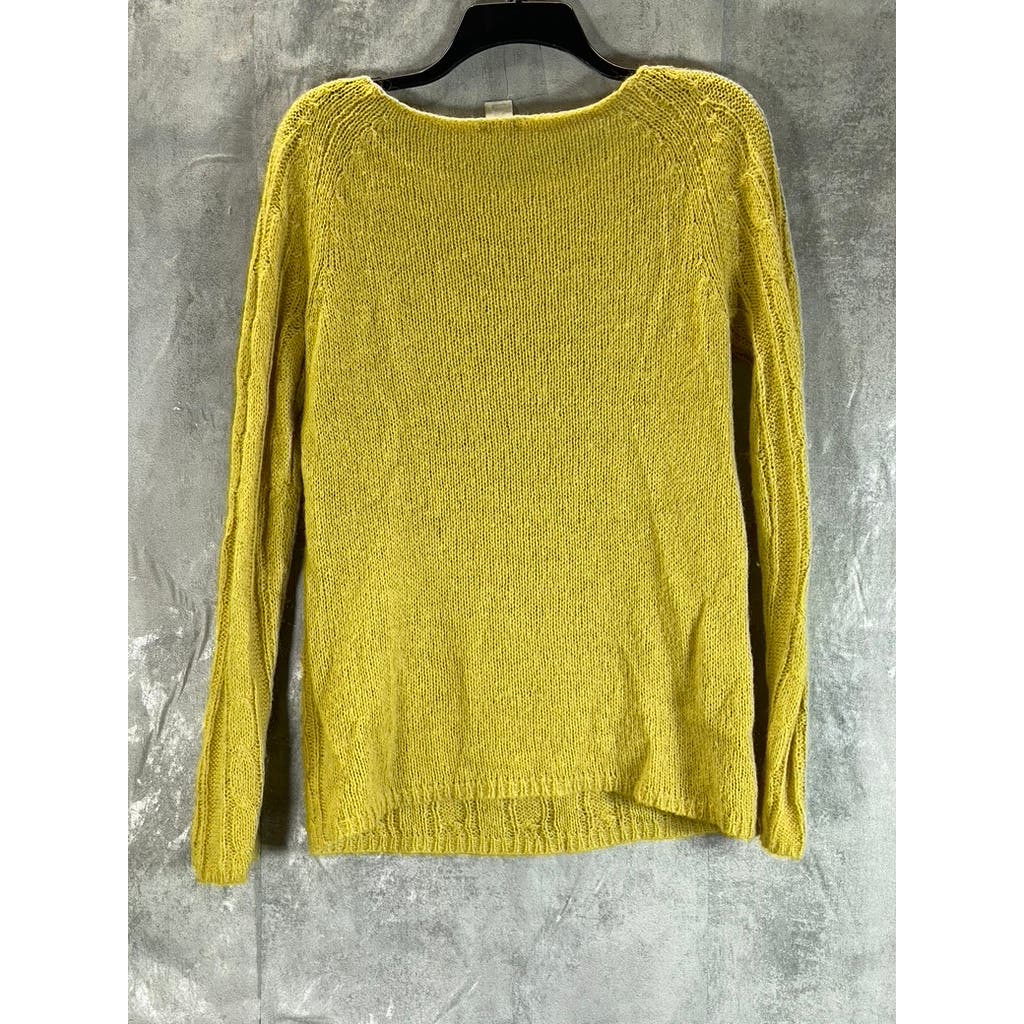 J.CREW Women's Yellow Dolce Cable-Knit Boatneck Long Sleeve Pullover Sweater SZM