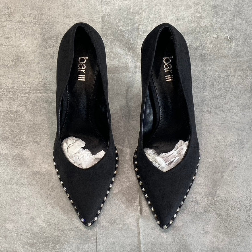 BAR III Women's Black Micro Binsa Ball-Chain Trim Pointed-Toe Pumps SZ 7