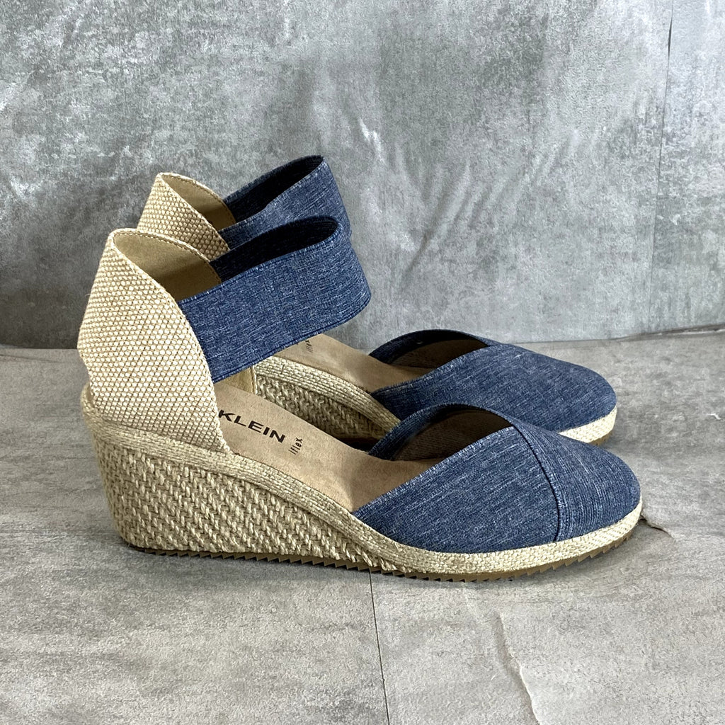 ANNE KLEIN Women's Denim Zoey Closed-Toe Slip-On Espadrille Wedge Sandals SZ 8