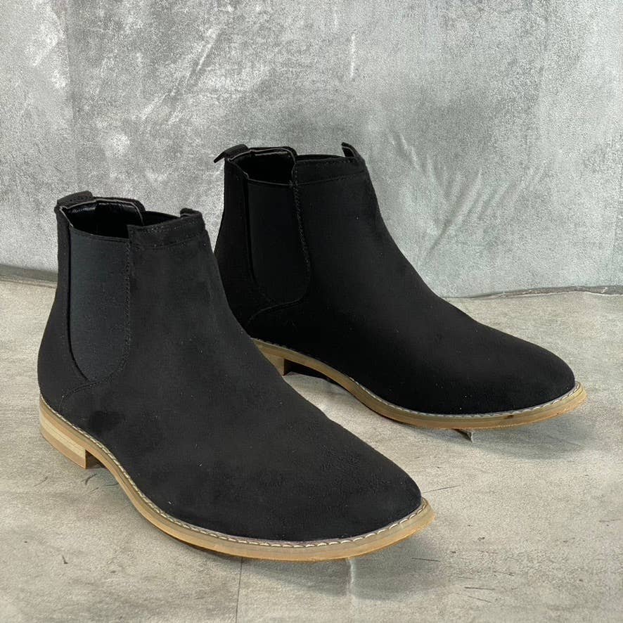 VANCE CO. Men's Wide Width Black Faux-Suede Marshall Chelsea Boots SZ 8