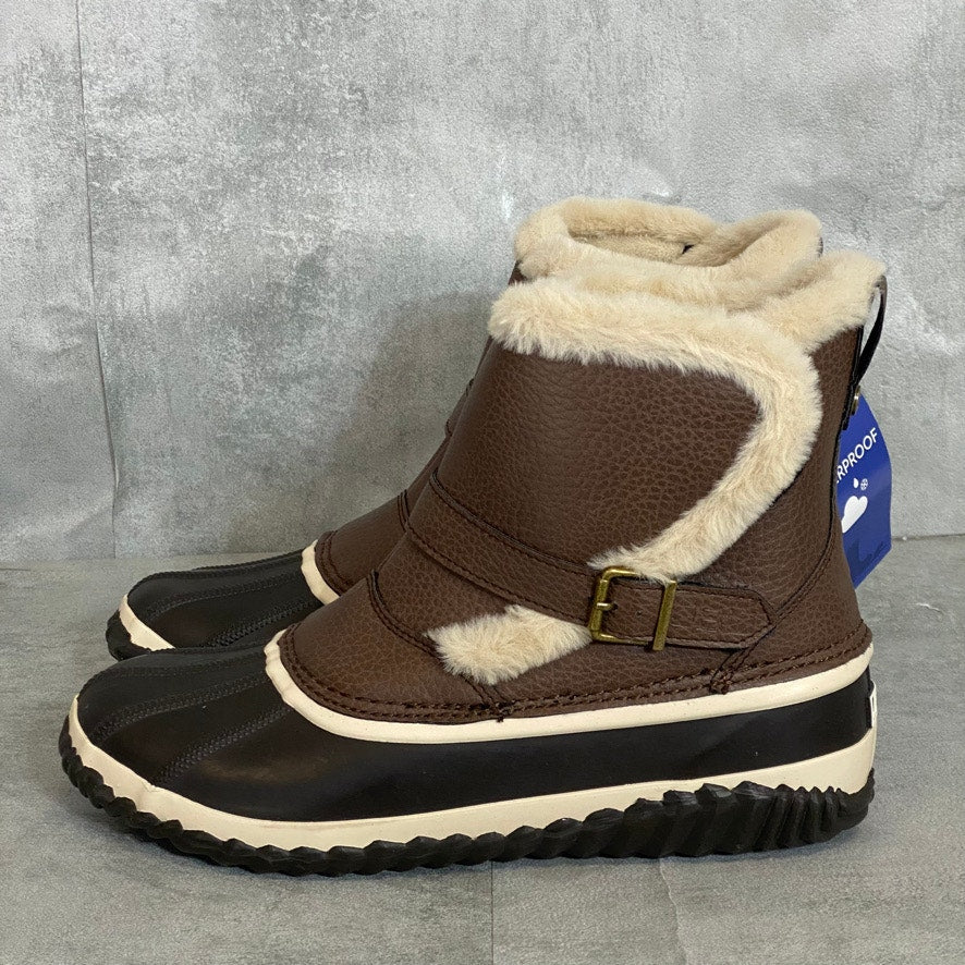 JBU Brown Grizzly Faux Fur Memory Foam Waterproof Pull-on Round-Toe Duck Boots SZ 9